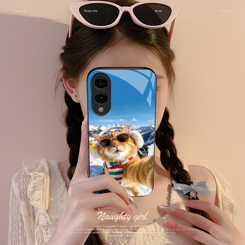 Kitty Luxury High-end PhoneCase Glass TPU PhoneCase for Samsung Galaxy S26 S25 S24 S23 S22 S21 FE,Ultra,Plus Dropresistant