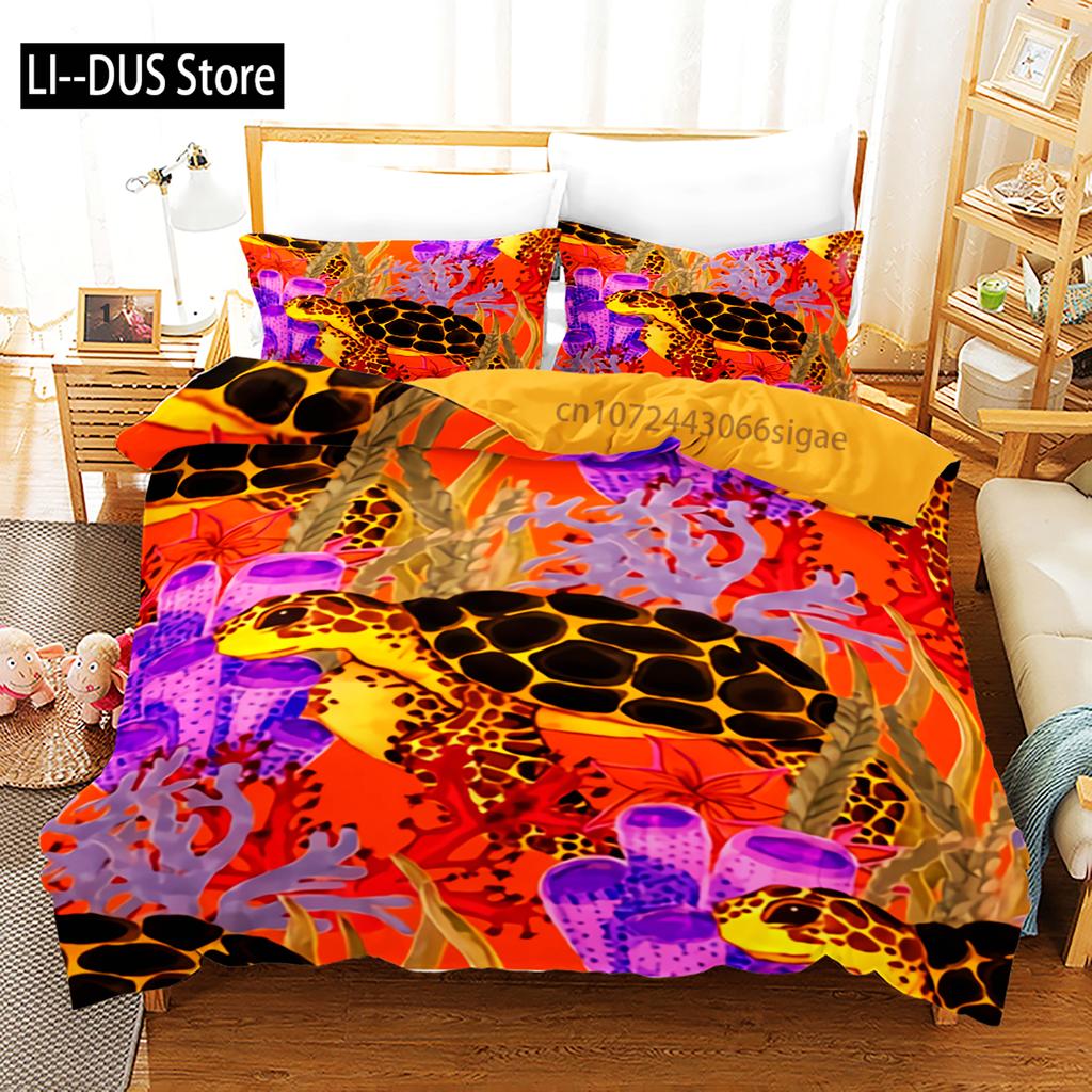 Ocean Duvet Covers Blue Sea Turtle Comforter Cover Set Nautical Bedding Set For Kids Boys Girls Sea Dreamcatcher Animal Bedroom