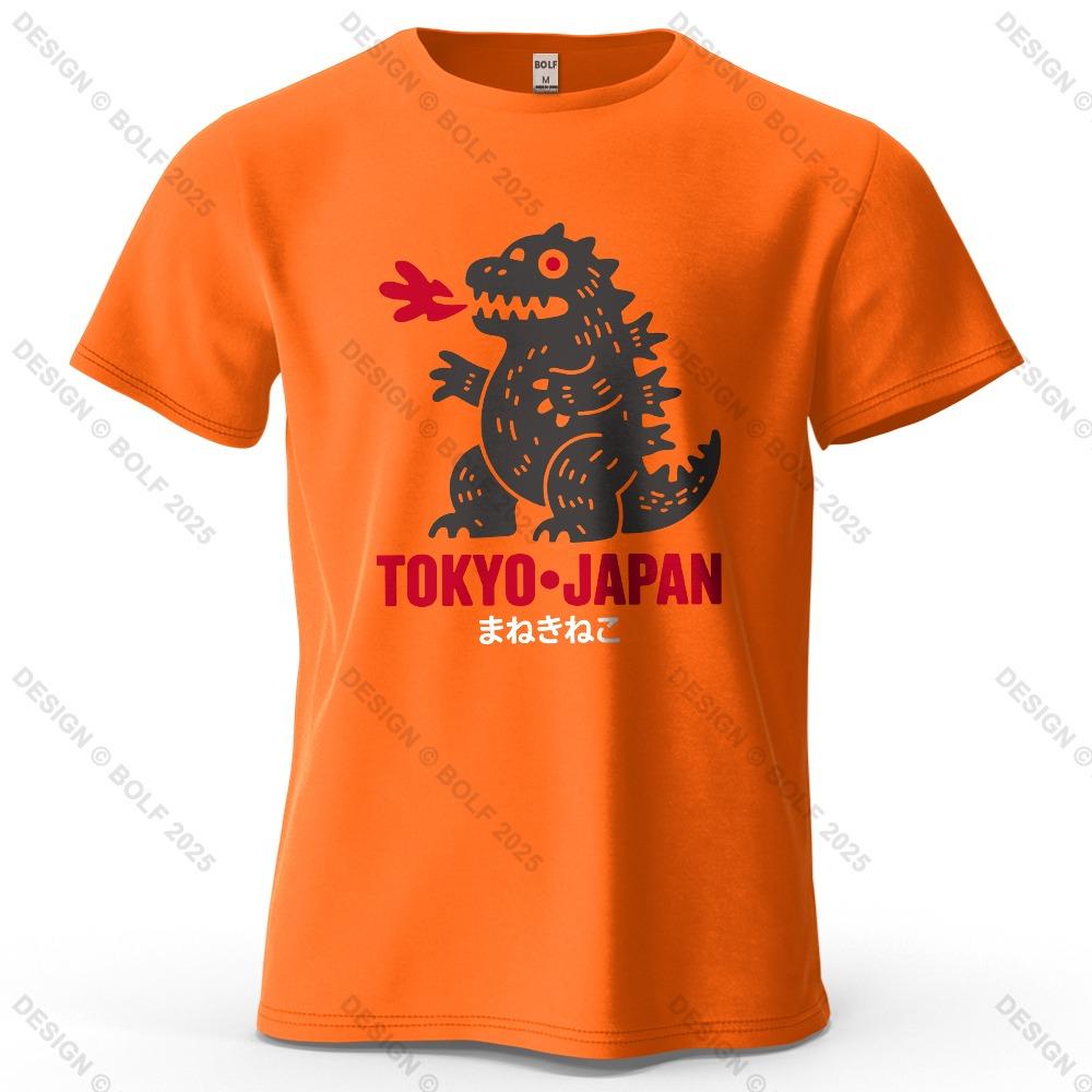 Tokyo Dinosaur Printed Men's T-Shirt Oversized Japanese Harajuku Graphic Tees for Women Tops Tees Casual Streetwear