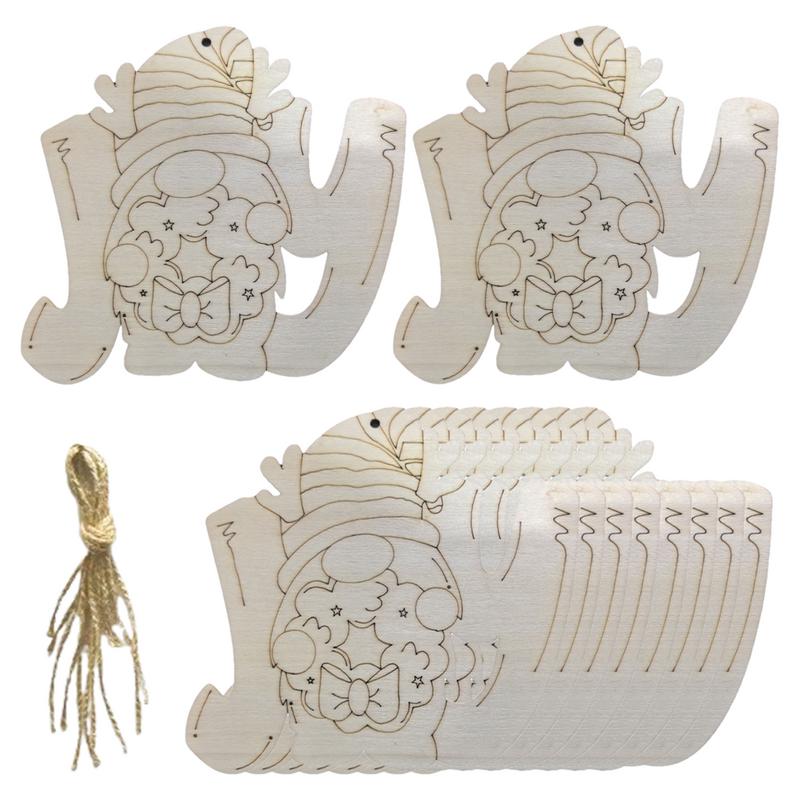 Unfinished Wooden Gnome 10pcs Unfinished Gnome Wooden Cutouts With Lines Blank Wooden Craft Kits For Kids Patriotic Tree