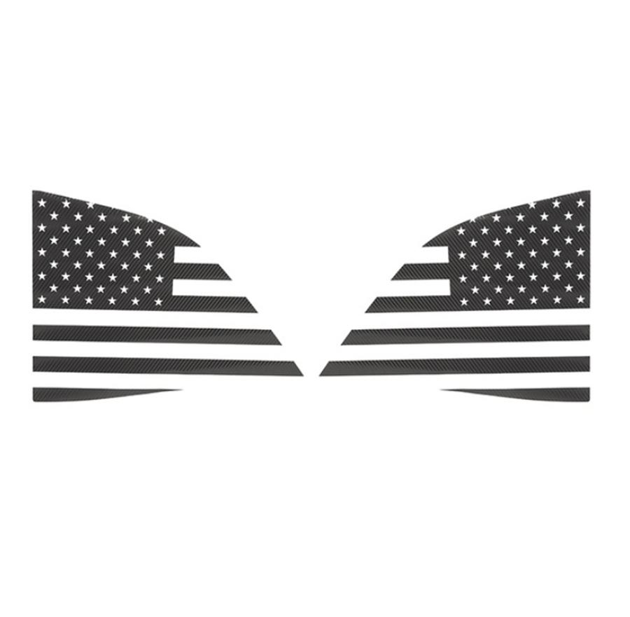 2Pcs Rear Window American Flag Vinyl Decal Stickers For 2008-22 Dodge Challenger