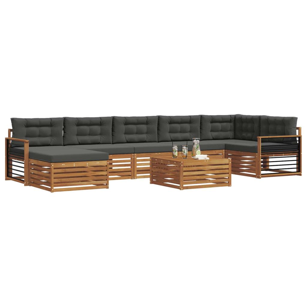 Outdoor Sofa Set with Cushions 8 Pcs Natural and Anthracite