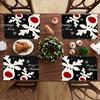 4pcs Linen Placemats, Christmas Reindeer Theme Decorative Placemats 12x18 Inches, Suitable for Home Kitchen Dining Table Decoration, Holiday Party