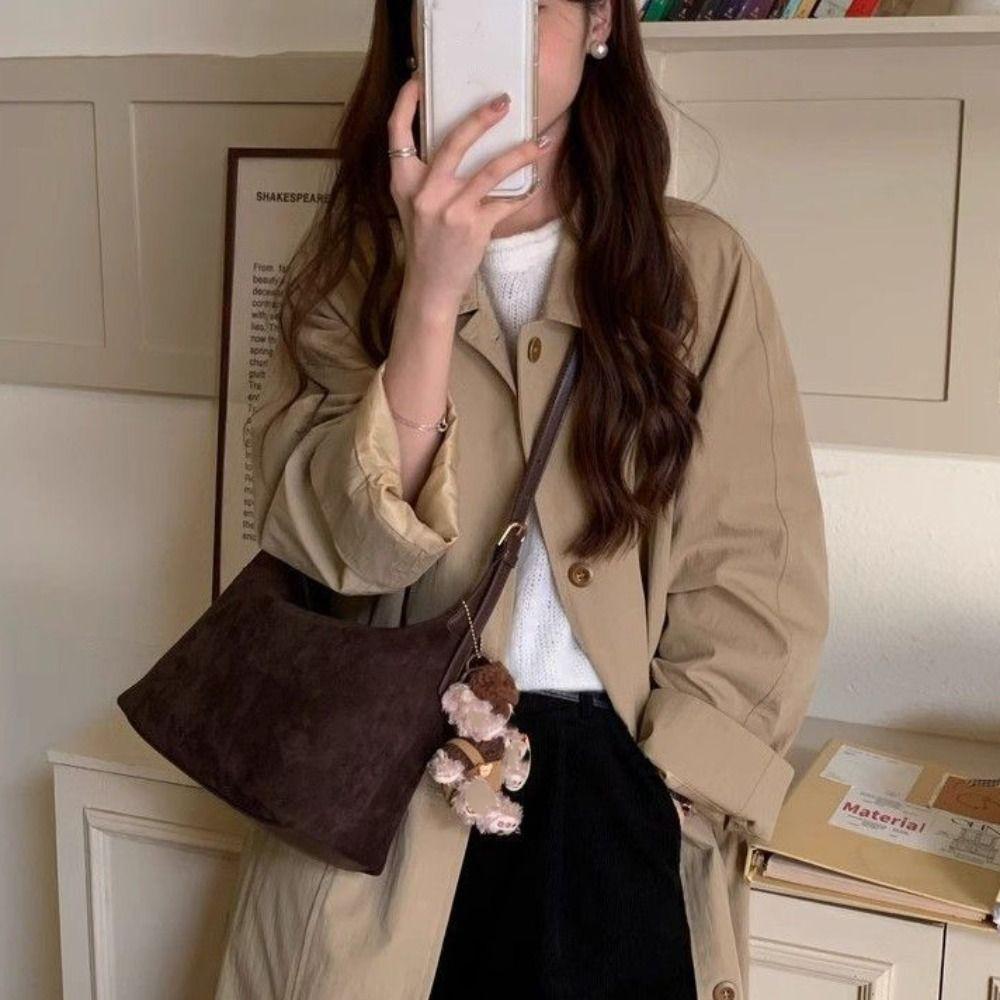 Large Capacity Hobo Bag Handbag Ladies Crossbody Bag Cute Suede Shoulder Bag  Autumn and Winter