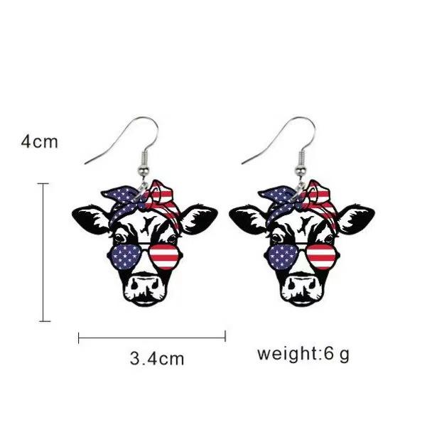 European Handmade USA Independence Day Earrings with Butterfly, Unicorn, Smiley Face, Star, and Woman Head Designs