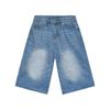 Jeans da Uomo Vintage Estivi Larghi Maschili a Gamba Larga Corti al Ginocchio Lavati Moda Denim Pantaloni