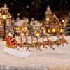 Kerstman's Slee en Rendieren LED Licht Kerstdorp Decoratie Accessoire Verlichte Beeldjes voor Feestelijk Huis Binnen Ornament