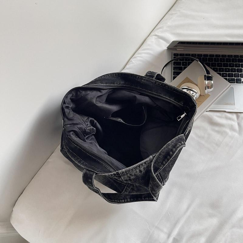 Vintage Denim Toteväska Ficka Pendlarväska