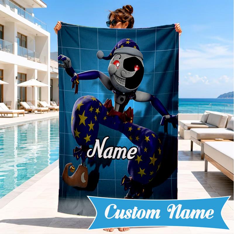 Custom Name Daycare Star Adventure Heart In Space Adventure Microfiber Beach Towel, Lightweight for Summer Travel, Swimming Pool Fan Gift