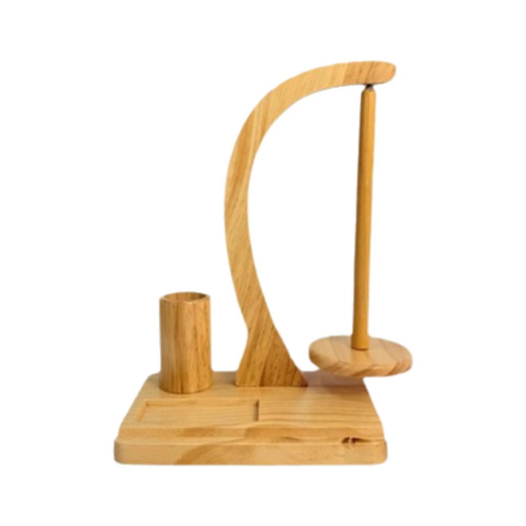 Crochet Yarn Holder Wood Yarn Dispenser Practical Stable with Phone Holder Rotating Spool Turning Tool Storage Rack