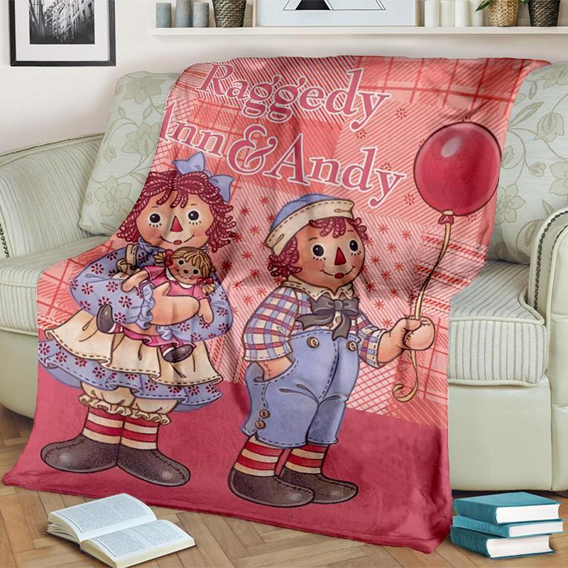 Couverture Aventure Raggedy Ann Et Andy Convient pour Canapés, Lits, Bureaux et Camping - Cadeau Parfait pour Halloween Noël