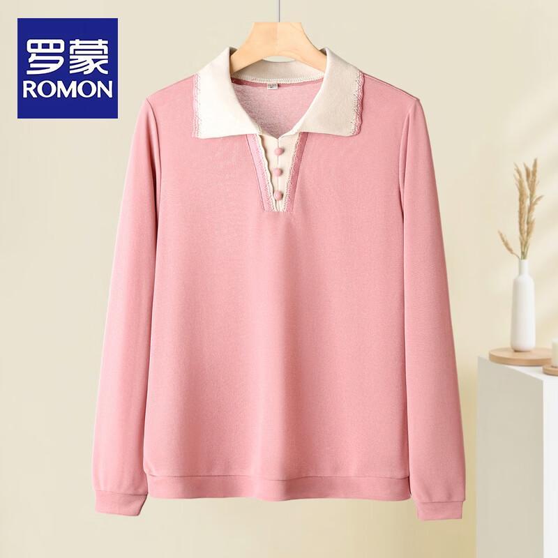 ROMON Women s Stylish Lapel Long-Sleeve T-Shirt 5XL