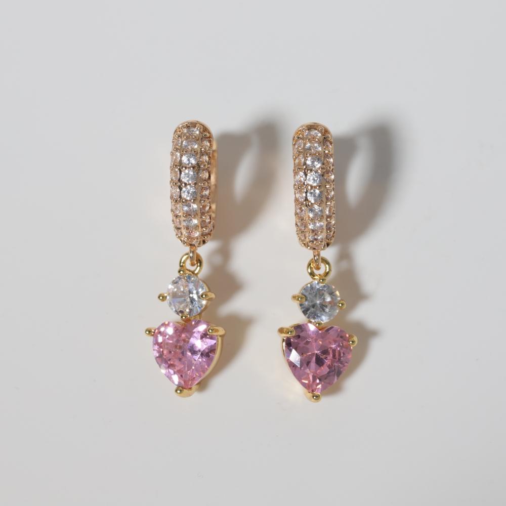 1 Paar Mode Herzform Hängeohrringe für Damen Zirkonia Ohrring Schmuck Hochzeitsparty Zubehör