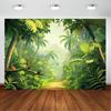 2D Üppige Grüne Dschungel-Wandteppich Cartoon Wald Schlange Affe Wandbehang für Party-Dekoration