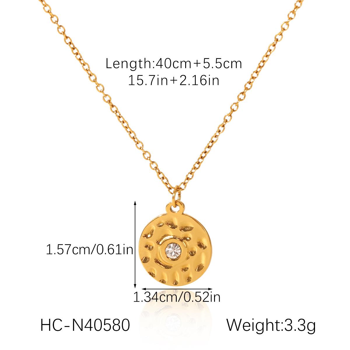 

Premium Titanium Steel Necklace with Hammered Pattern Round Pendant and Diamond-Encrusted Eight-Pointed Star Pendant Jewelry