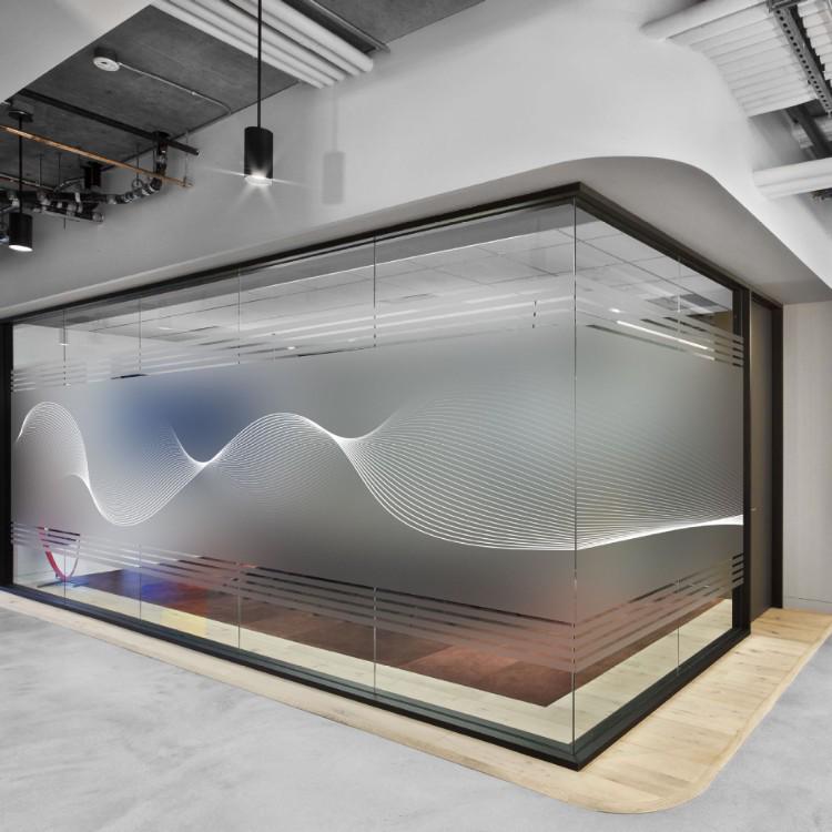 Gradient Frosted Glass Film: Semi-Transparent Office Partition Sticker.