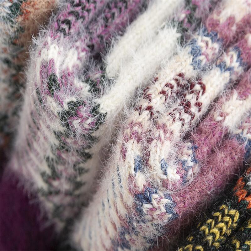 Women Vintage Faux Wool Thick Knitted Socks Winter Warmth Thermal Crew Socks for Everyday Use Cold Season Christmas Gift