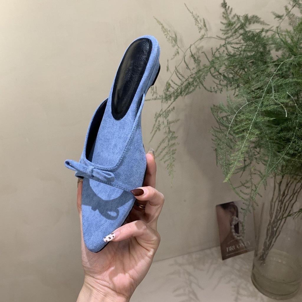 Low-heeled black bag head half slippers new spring casual versatile light mouth pointed temperament cool slippers women