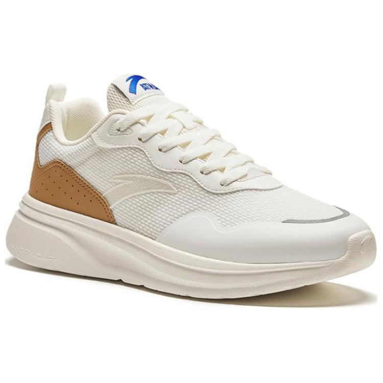 Anta Comfortable Versatile Shock Absorbing Wear Resistant Low Top Dad Shoes Men Sneakers White Brown 112428812-3