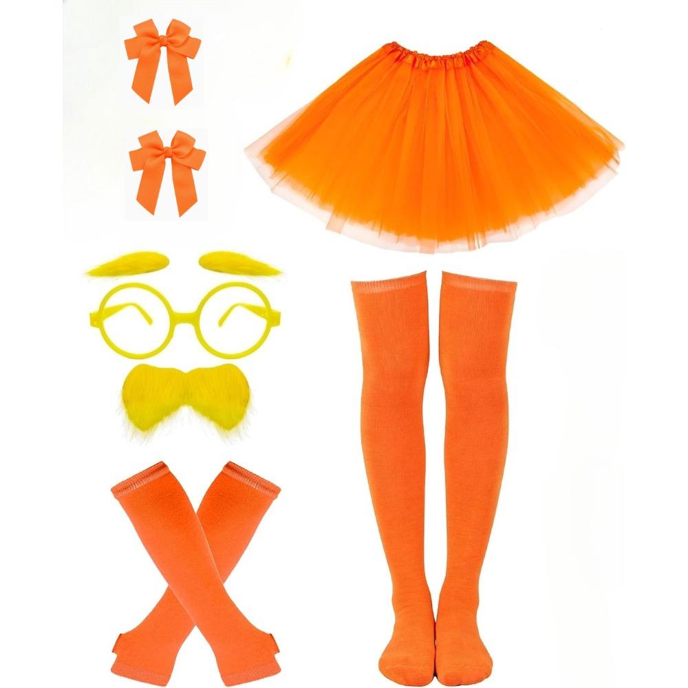 

Orange and Yellowe Tutu Costume Yellow Mustache and Eyebrows Set Furry Character Costume Accessories Cosplay Halloween Party Option 1