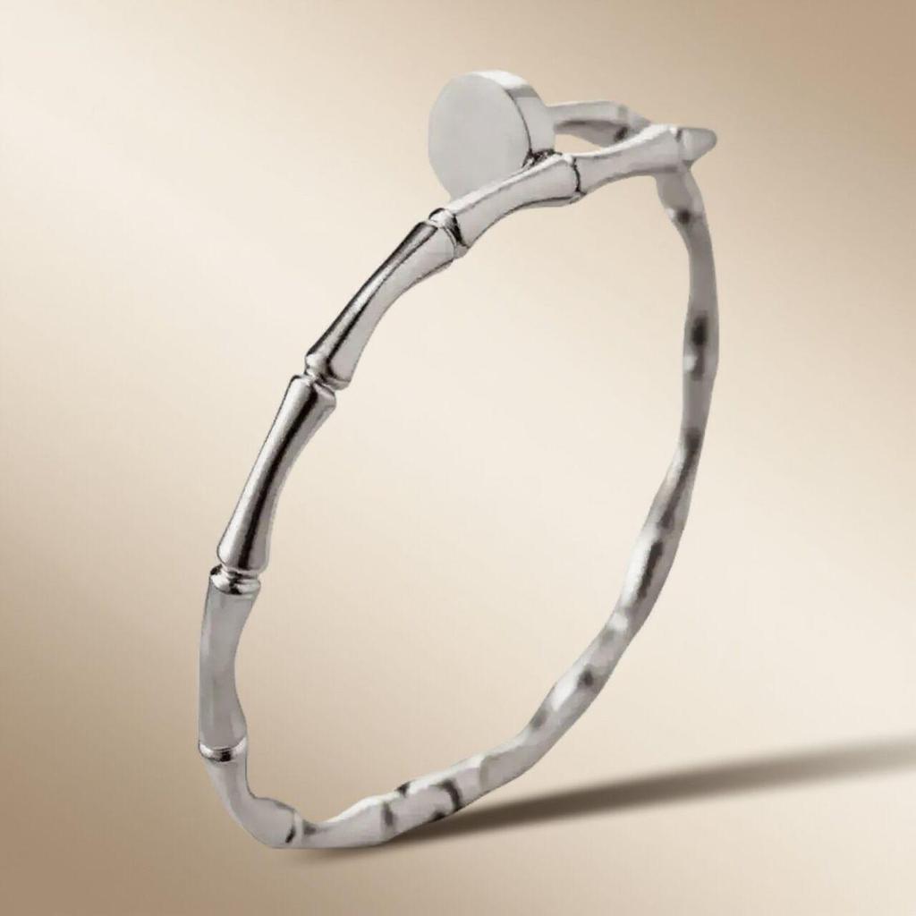 Retro Versatile Titanium Steel Open Bamboo Bangle Bracelet