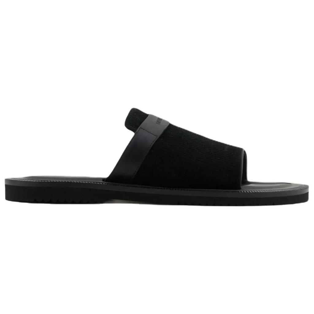 Emporio Armani Leather Flat Open-Toe Slide Sandals Men Footwear Black X4P139XR340K001