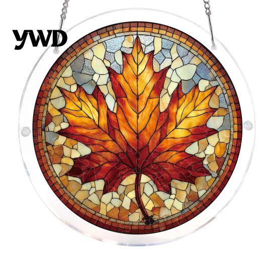 Home Decoration Gift Acrylic Puzzle Pendant, Round Stained Glass Style Hanging Ornament, 7.48 Mindful Weekend Activity Inch Window for DIY Sun Catcher