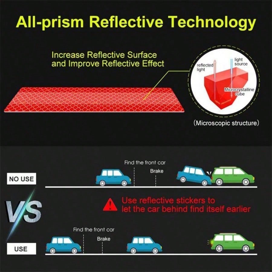 Strisce riflettenti per mozzi ruota auto, adesivi di avvertimento di sicurezza per maniglie delle portiere, nastro di avvertimento posteriore per auto, adesivi per automobili, accessori esterni