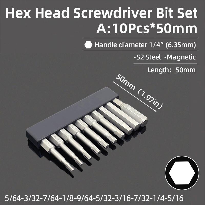 Imperial 50mm Hex Head Allen Wrench Screwdriver Bits Magnetic 5/64-5/16 Screw Driver Drill Bit Set Ratchet Wrench Hand Tools