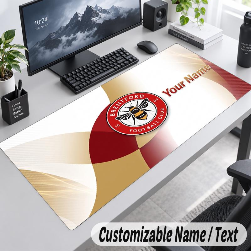Custom Name Text Mouse Pad Brentford Football Personalized Desk Pad For Work And Gaming