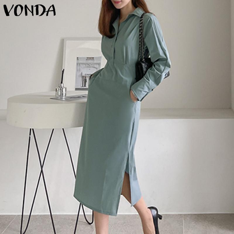 

VONDA весеннее женское длинное платье со шнуровкой и талией