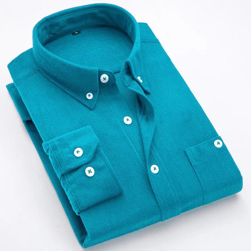 Corduroy Long Sleeve Shirt Men's Slim Fit Casual Business Style Spring Autumn New Fashion Versatile Top Male Upperwear