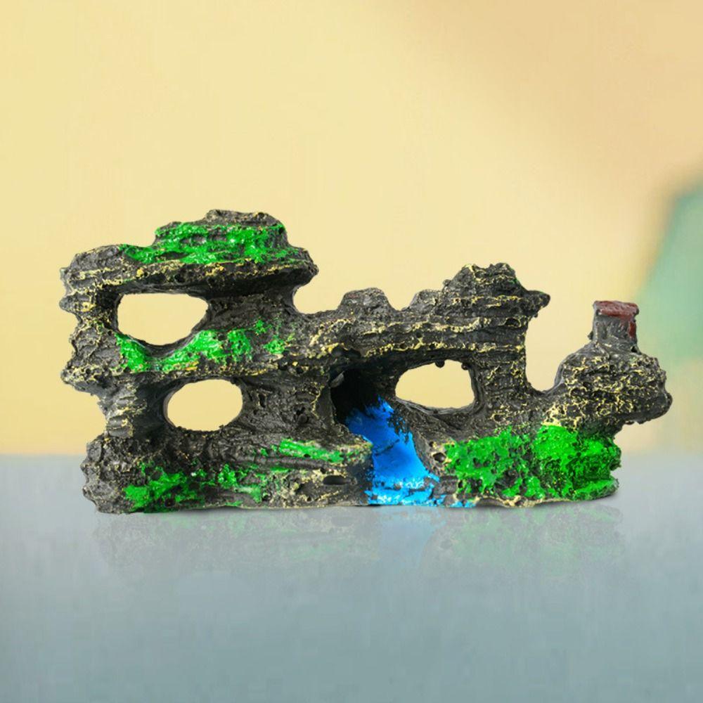 Resin Craft Aquarium Rockery Figurines Realistic Simulation Stone Statue  Fish Tank Landscape Decor