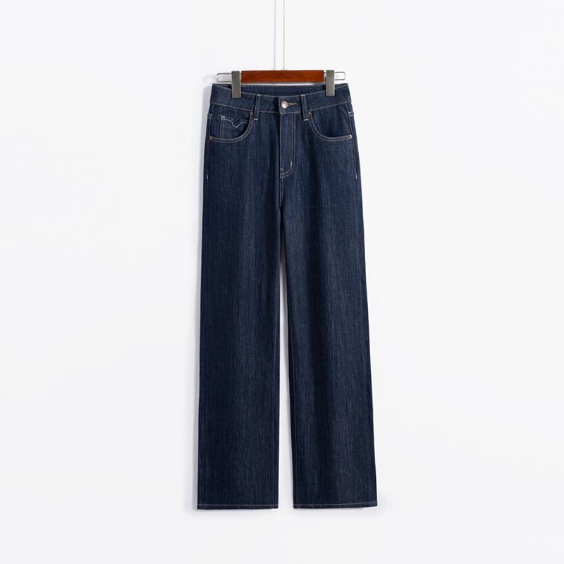 Wide-Leg Denim Blue Jeans - Relaxed, Slimming Fit for Spring/Summer 2026 Extra Small