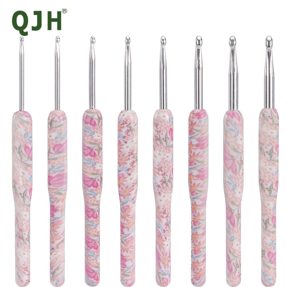 8pcs Flower Color Crochet Hooks Tool Set, MultiColor Ergonomic Design Knitting Needle Hooks, Ideal for Weaving Sweater, Scarf