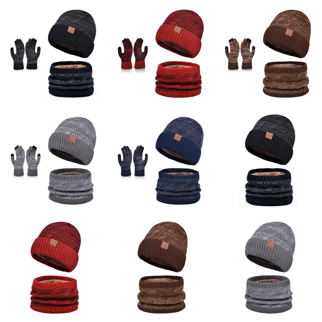 Knitted Winter Hat And Gloves Set With Fleece Lining For Men And Women