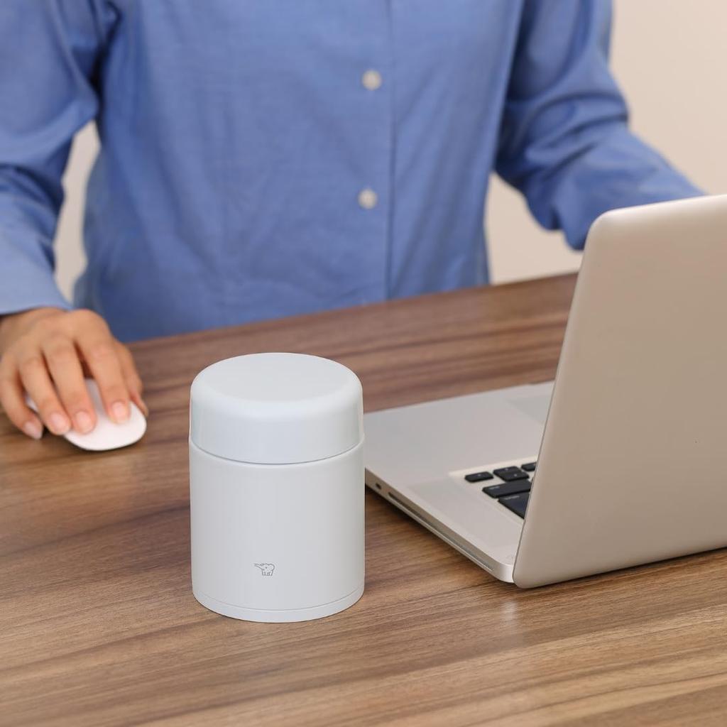 Zojirushi Soup Large Bowl Keeps Food Hot or Wide Ice Bento Box Jar, 400ml, Size, [Deliciously Cold], Mouth, Gray, SW-KA40-HL,