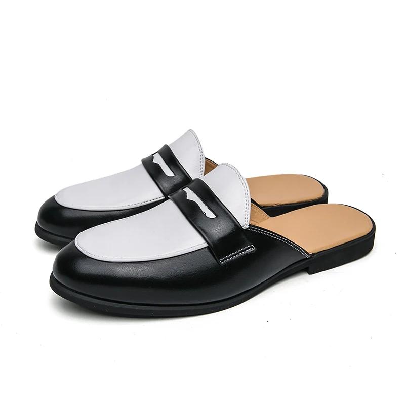 Fashion Luxury Brand Slippers Men Casual Shoes Slip-on Fashion Platform Half Loafers Men Lightweight Leather Sandals Plus Size 46 Hombre