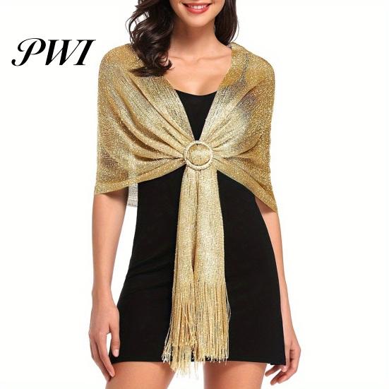 Metallic Wire Shawl Women Sparkling Bridesmaid Scarves 1920s Style Wraps with Scarf Button Wedding Party Accessories Outdoor Homecoming Dance