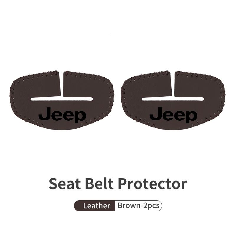 Leather Car Panel Protective Cover Auto Seat Belt Buckle Protector For uji8 Cherokee Wrangler JK Gladiator Compass Renegade tg87