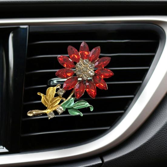 Flower Air Freshener Car Clip Universal Simple Installation Bling Faux
