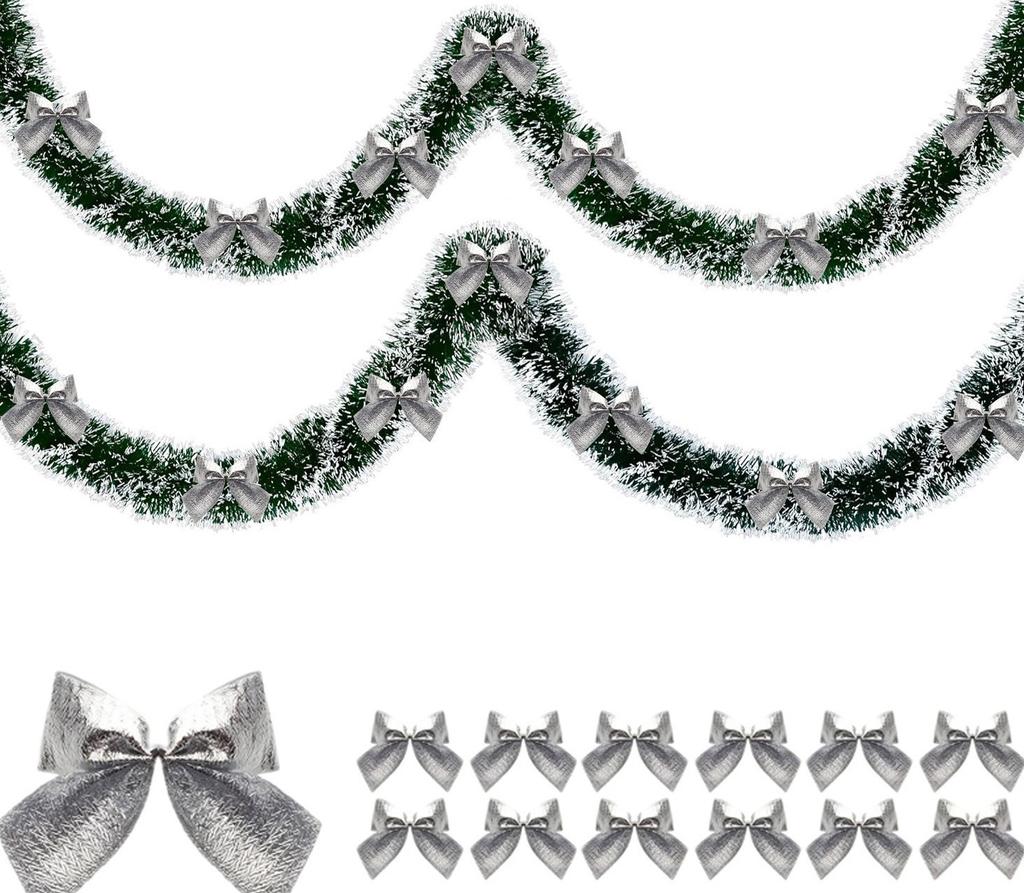 For DIY Wreath Christmas Tree Ornaments New Year Home Table Decor Artificial Christmas Garland Xmas Garlands with Bowknot