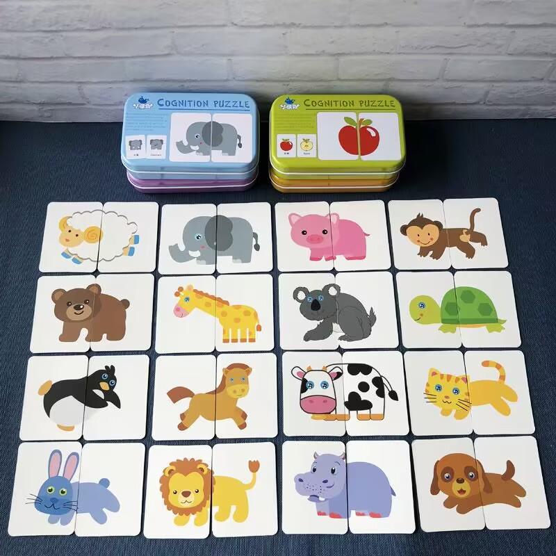 Montessori Peuter Puzzelkaarten Speelgoed Voor Kinderen 2 Jaar Legpuzzel Matching Spel Educatief Speelgoed Cartoon Vorm Cognitieve Training Cadeau