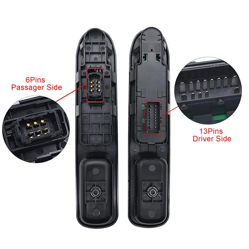 2Pcs Driver Side + Passenger Side Electric Power Window Control Switch for Peugeot 207 2007-2015 6554QC 6490HQ 6554HJ 6554.QC