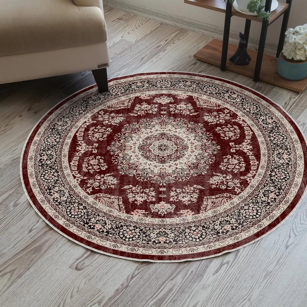 Vintage Bohemian Style Circular Carpet Living Room Bedroom Vintage Ethnic Style Decorative Carpet Home High-end Decorative Rug