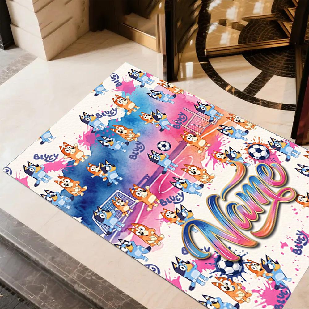 Football Fun Friends Personalized Name Area Rug Design for Kitchen Entryway Outdoor Dining Room Anti-slip Rug Anime Office Decor