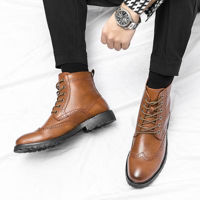 Mode Herbst/Winter Italienische Handarbeit 100% Chelsea Boots Herren Amerikanischer Stil braune Stiefel Brogues Kampfstiefel Mann botas militares hombre