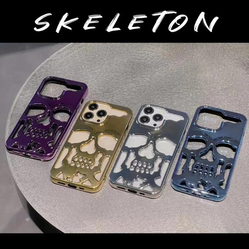 3D Hohl Schädel Callous Telefon Fall für iPhone 15 14 ProMax Plus 13 12 11 Pro Max Luxus Beschichtung Stoßfest Ghostface weiche Abdeckung