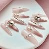 Floating Light Bare: Handmade Smile Cat Eye Champagne K9 Diamond Nail Art Stickers