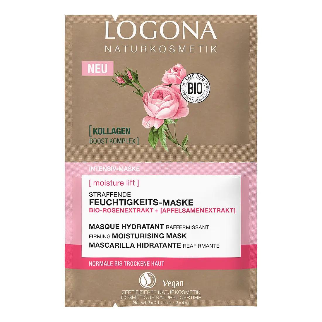 

БИО-Маска для лица Активное Разглаживание и Увлажнение для сухой кожи Роза Logona 2*4 мл